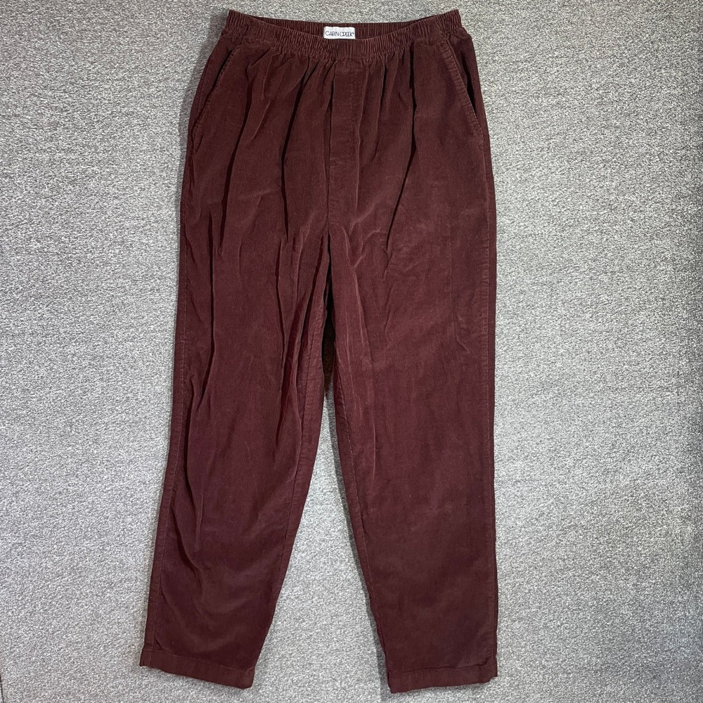 Cabin Creek Womens Burgundy Corduroy Elastic Waist Pants Size 18T Tall Cotton